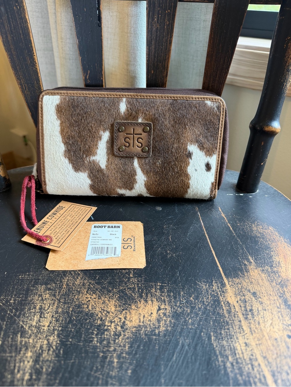 STS Ranchwear Brown & White Cowhide Zip Around Wallet